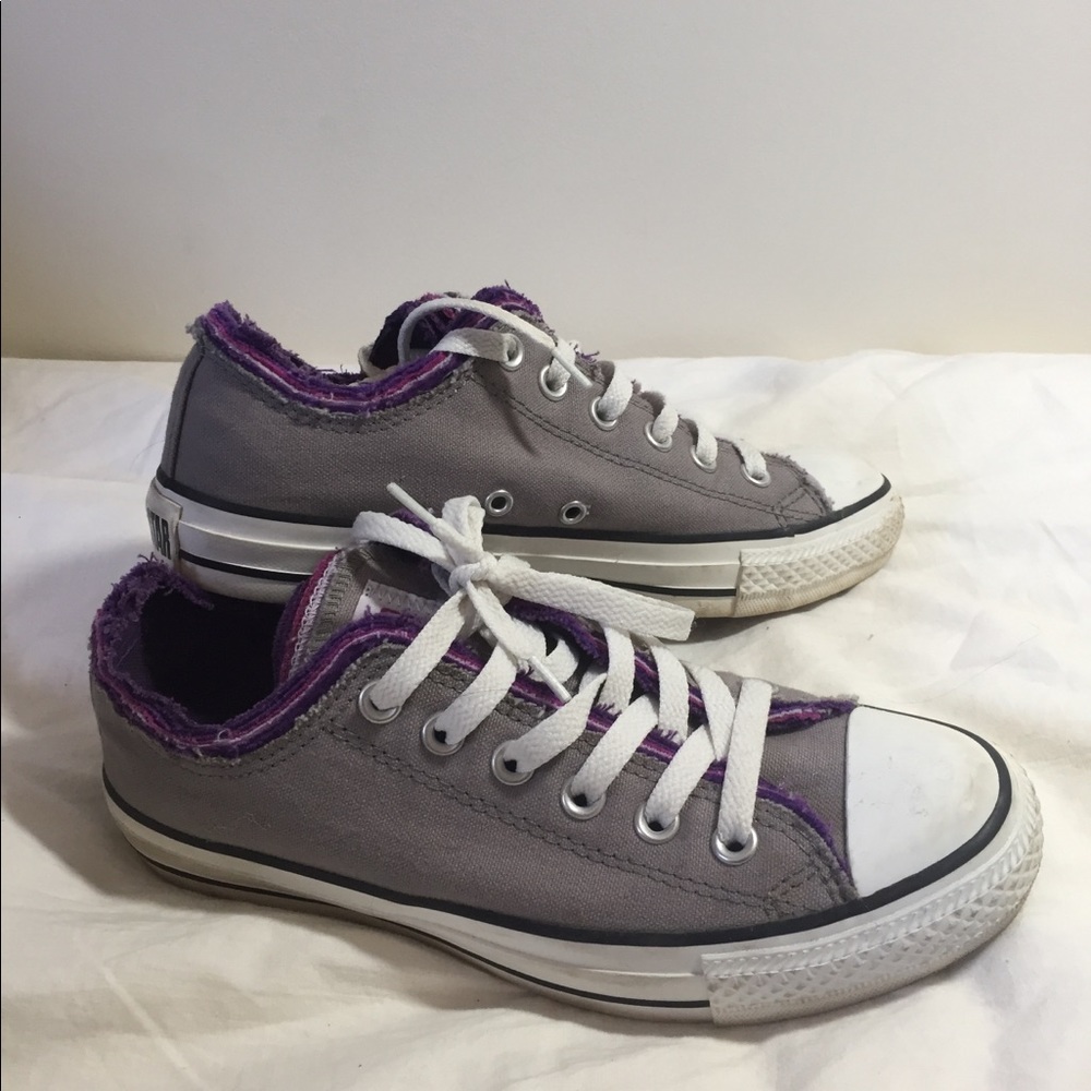 Converse All Star Low Top Gray Distressed Tongue